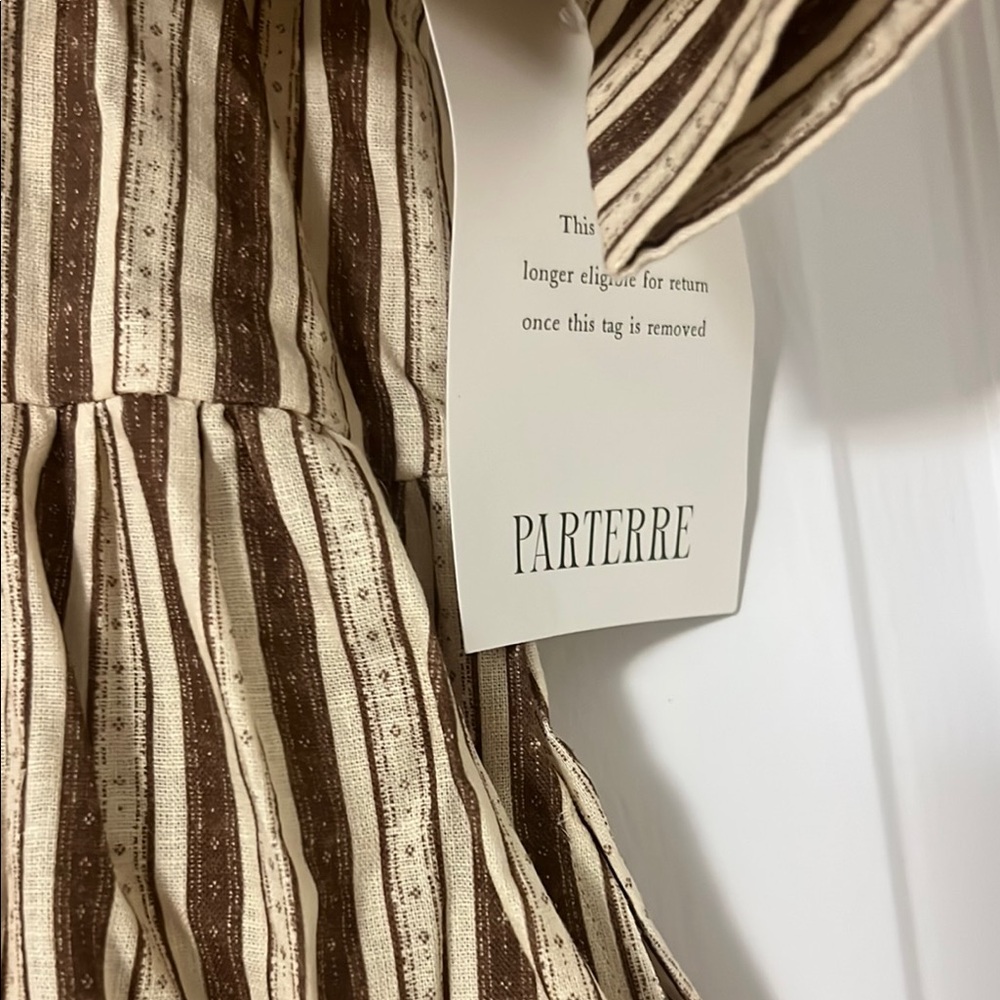 Parterre Owen Dress in Brown Remy Stripe Button-Up Maxi Dress, Parterre, pockets - Picture 3 of 9